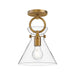 Alora Canada - One Light Semi-Flush Mount - Emerson - Aged Gold/Clear- Union Lighting Luminaires Decor