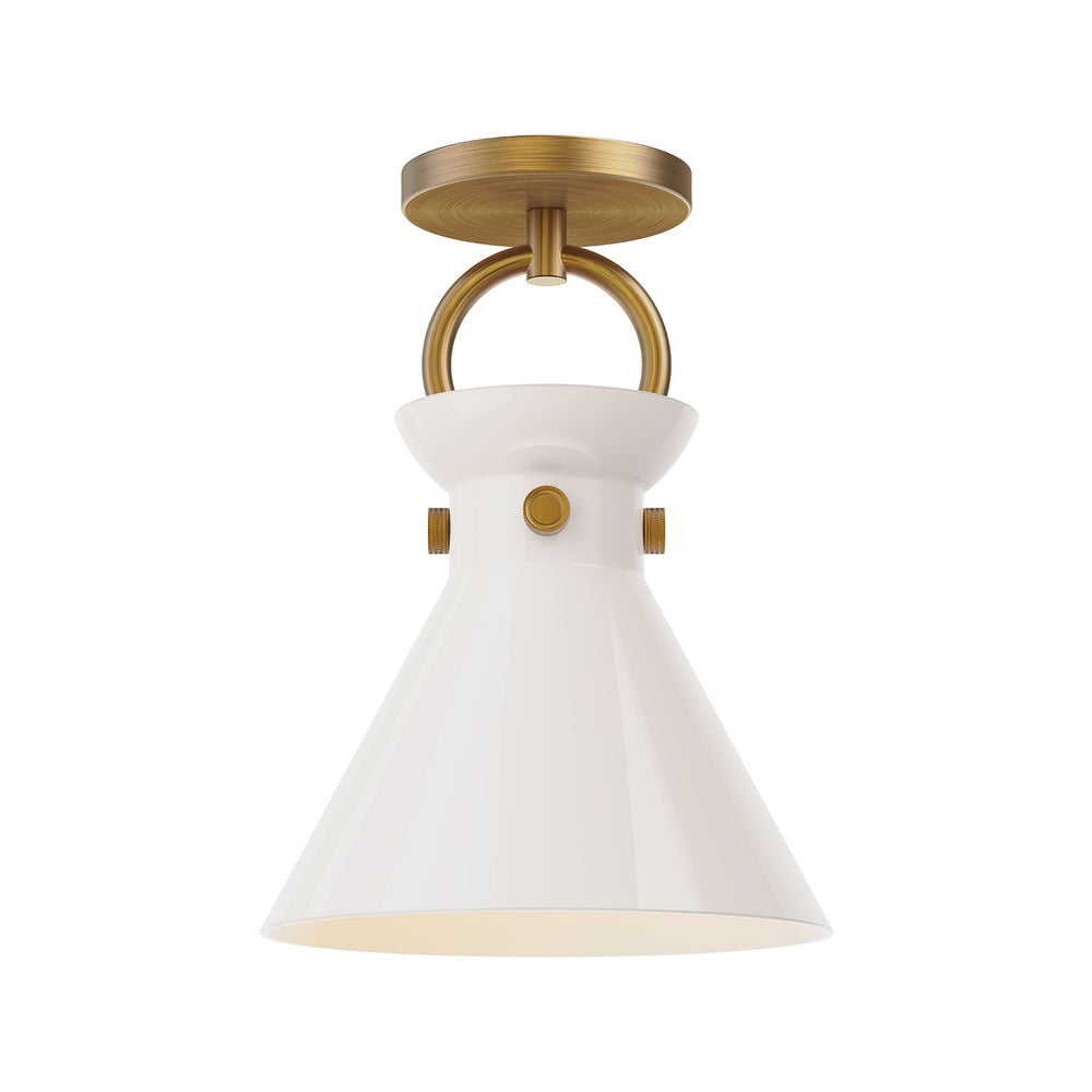 Alora Canada - One Light Semi-Flush Mount - Emerson - Aged Gold/Glossy Opal Glass- Union Lighting Luminaires Decor