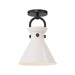 Alora Canada - One Light Semi-Flush Mount - Emerson - Matte Black/Glossy Opal Glass- Union Lighting Luminaires Decor