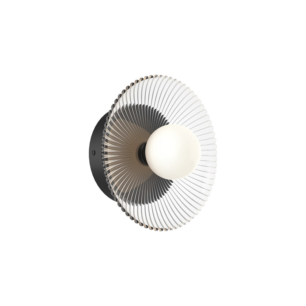 Alora Canada - LED Wall Sconce - Hera - Matte Black/Clear Ribbed Glass- Union Lighting Luminaires Decor