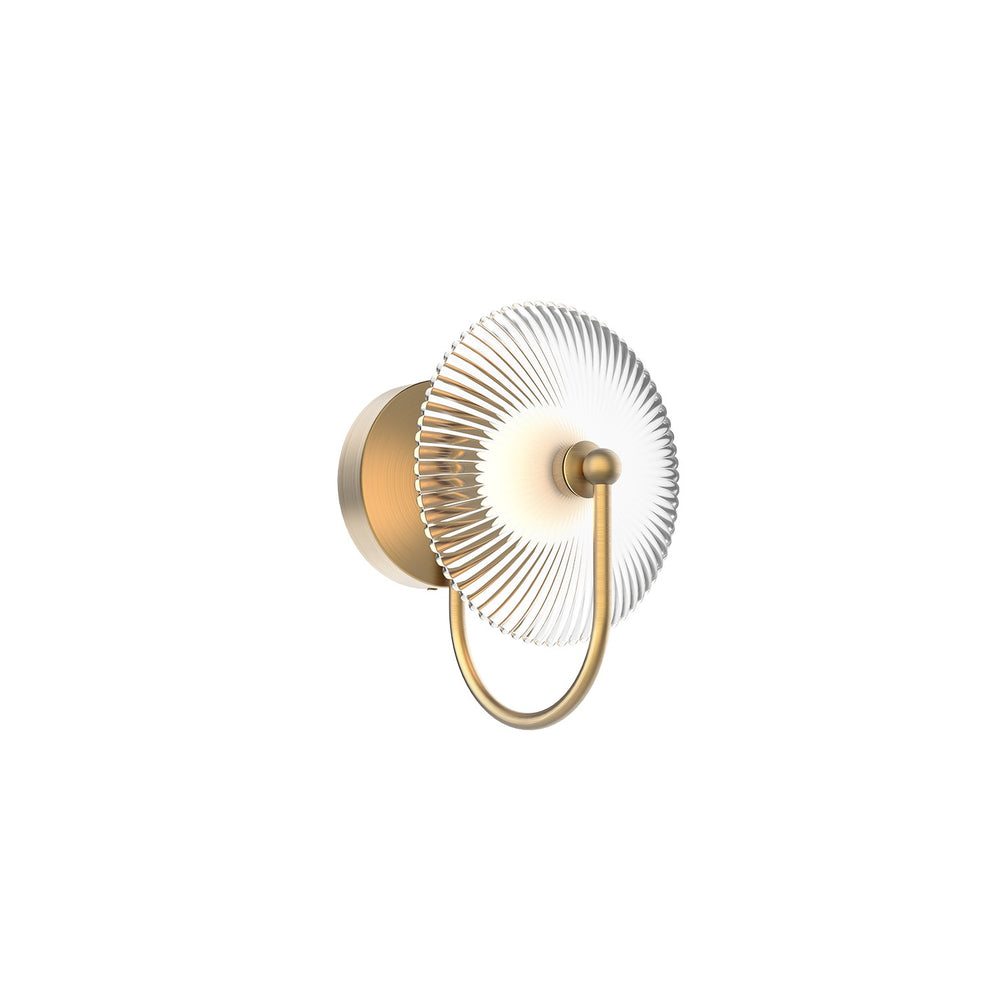 Alora Canada - LED Wall Sconce - Hera - Brushed Gold/Clear Ribbed Glass- Union Lighting Luminaires Decor