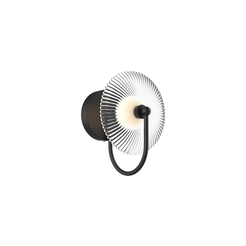 Alora Canada - LED Wall Sconce - Hera - Matte Black/Clear Ribbed Glass- Union Lighting Luminaires Decor