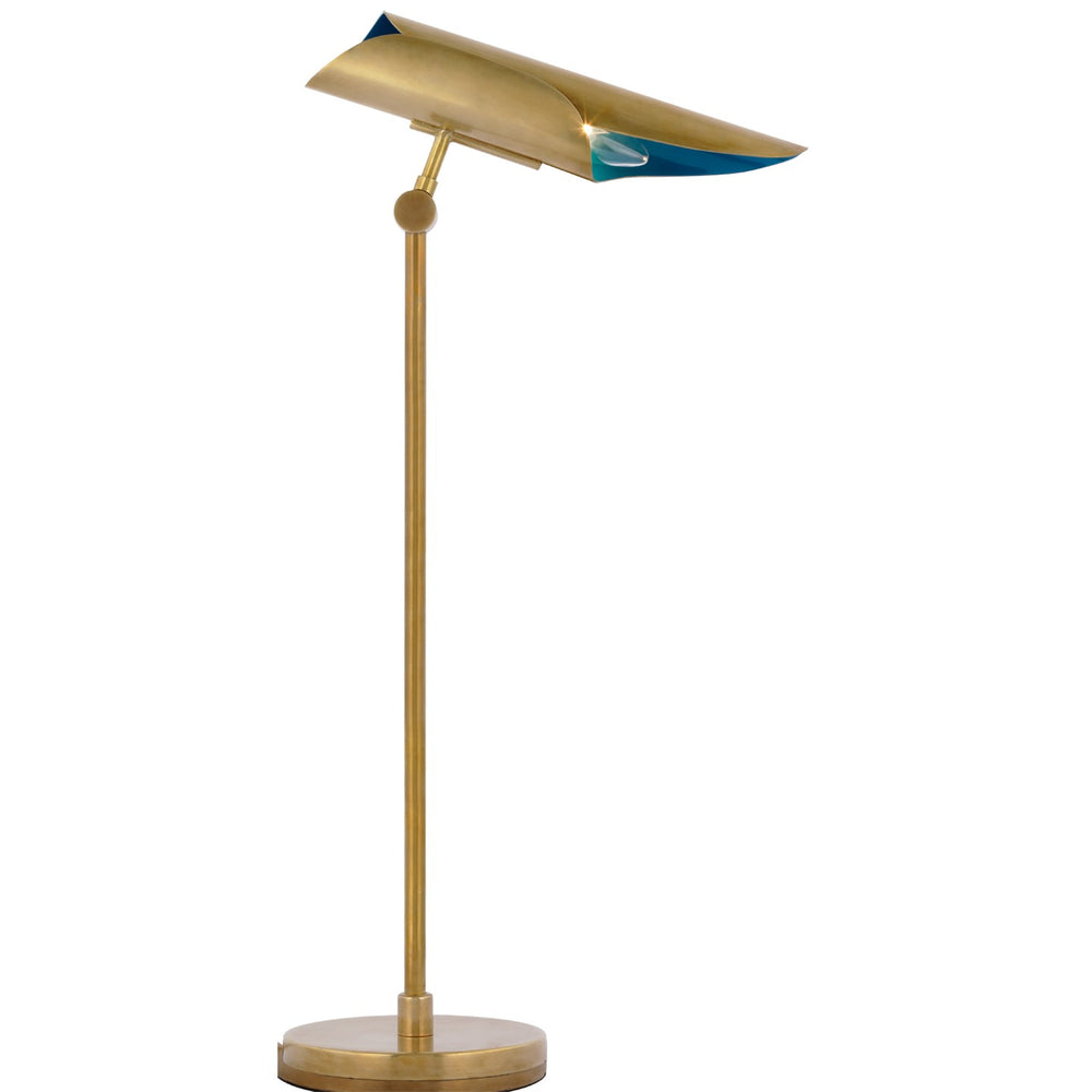 Visual Comfort Signature Canada - LED Desk Lamp - Flore - Soft Brass and Riviera Blue- Union Lighting Luminaires Decor