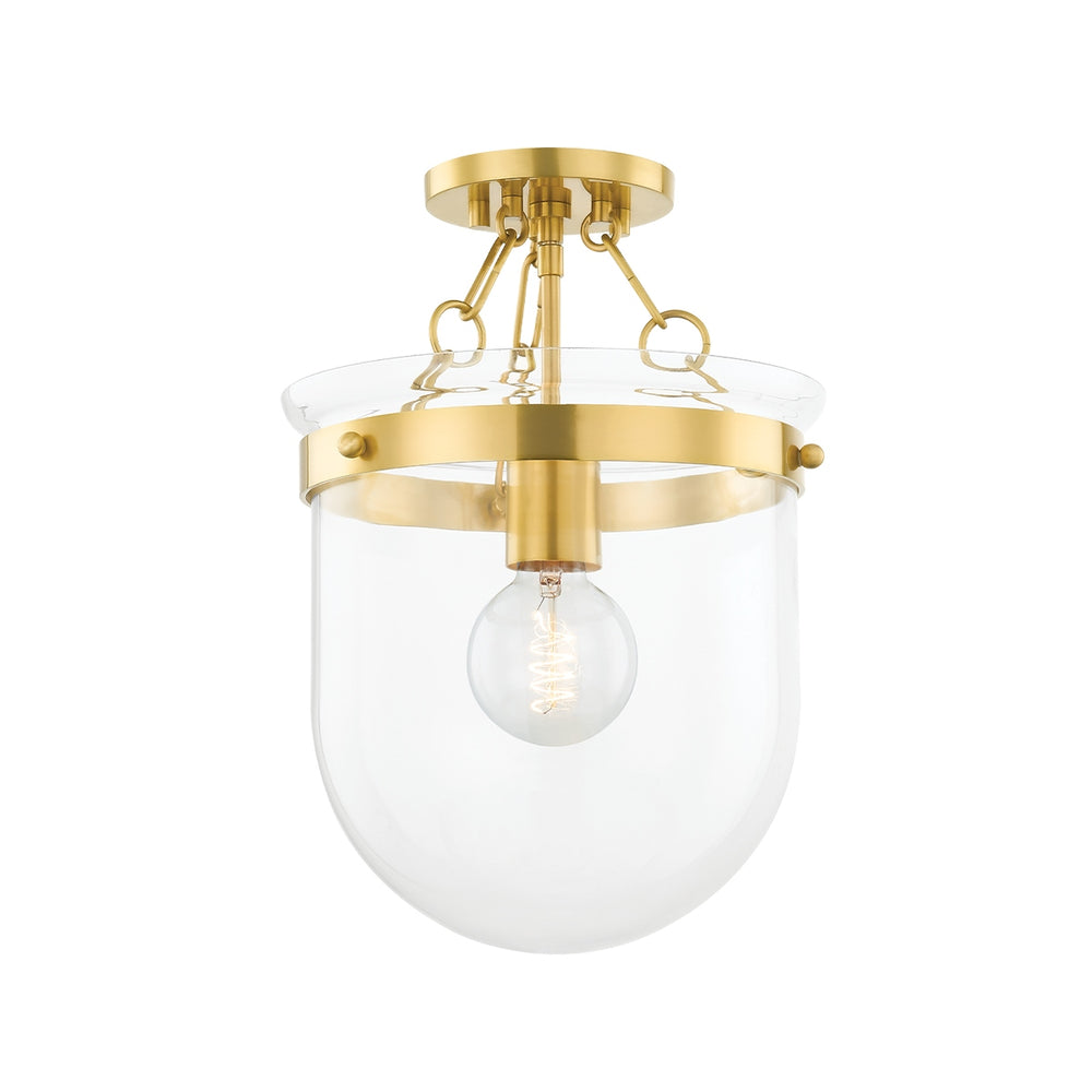 Mitzi Canada - One Light Semi Flush Mount - Dunbar - Aged Brass- Union Lighting Luminaires Decor