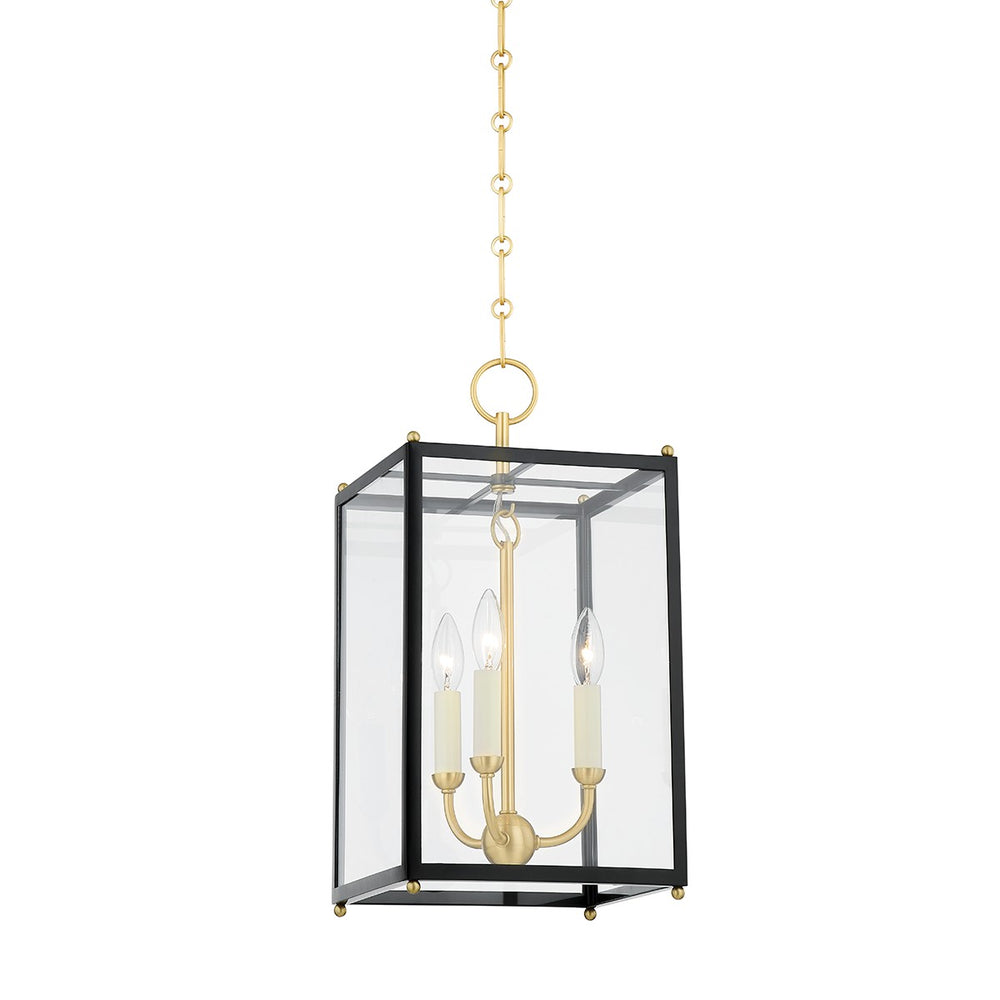 Hudson Valley Canada - Three Light Lantern - Chaselton - Aged Brass/Darkest Blue- Union Lighting Luminaires Decor