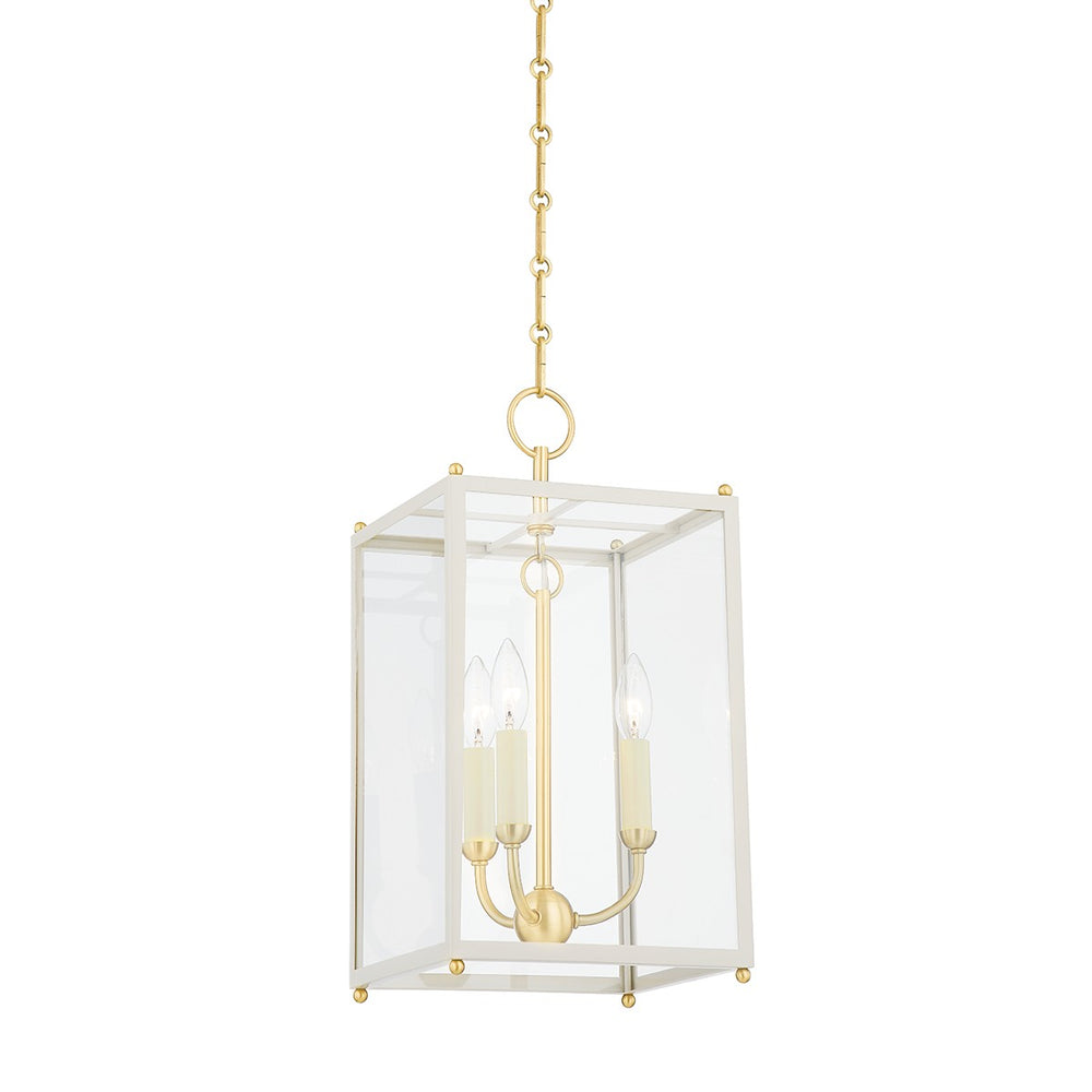 Hudson Valley Canada - Three Light Lantern - Chaselton - Aged Brass/Off White- Union Lighting Luminaires Decor