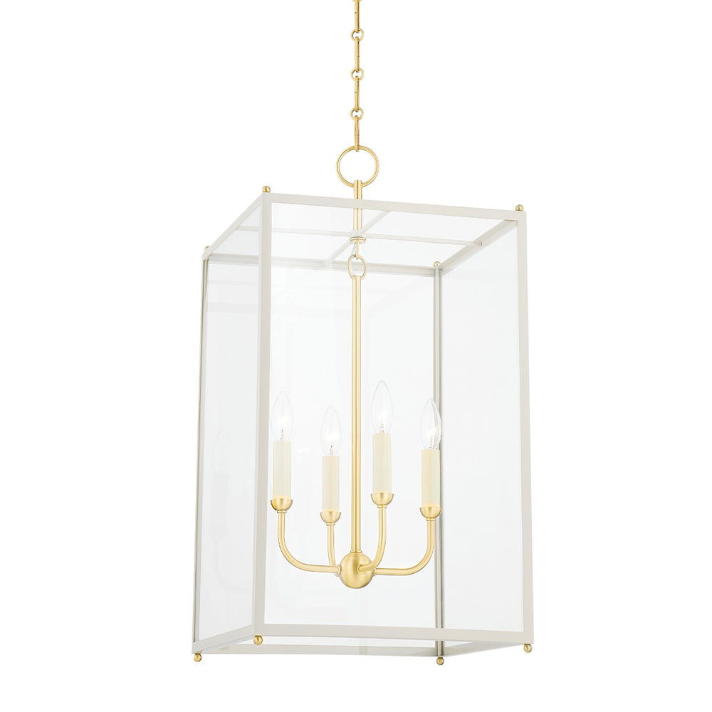 Hudson Valley Canada - Four Light Lantern - Chaselton - Aged Brass/Off White- Union Lighting Luminaires Decor