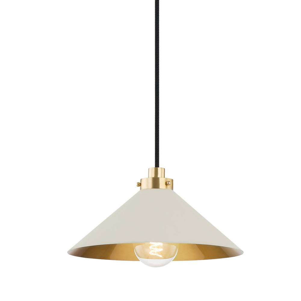 Hudson Valley Canada - One Light Pendant - Clivedon - Aged Brass/Off White- Union Lighting Luminaires Decor