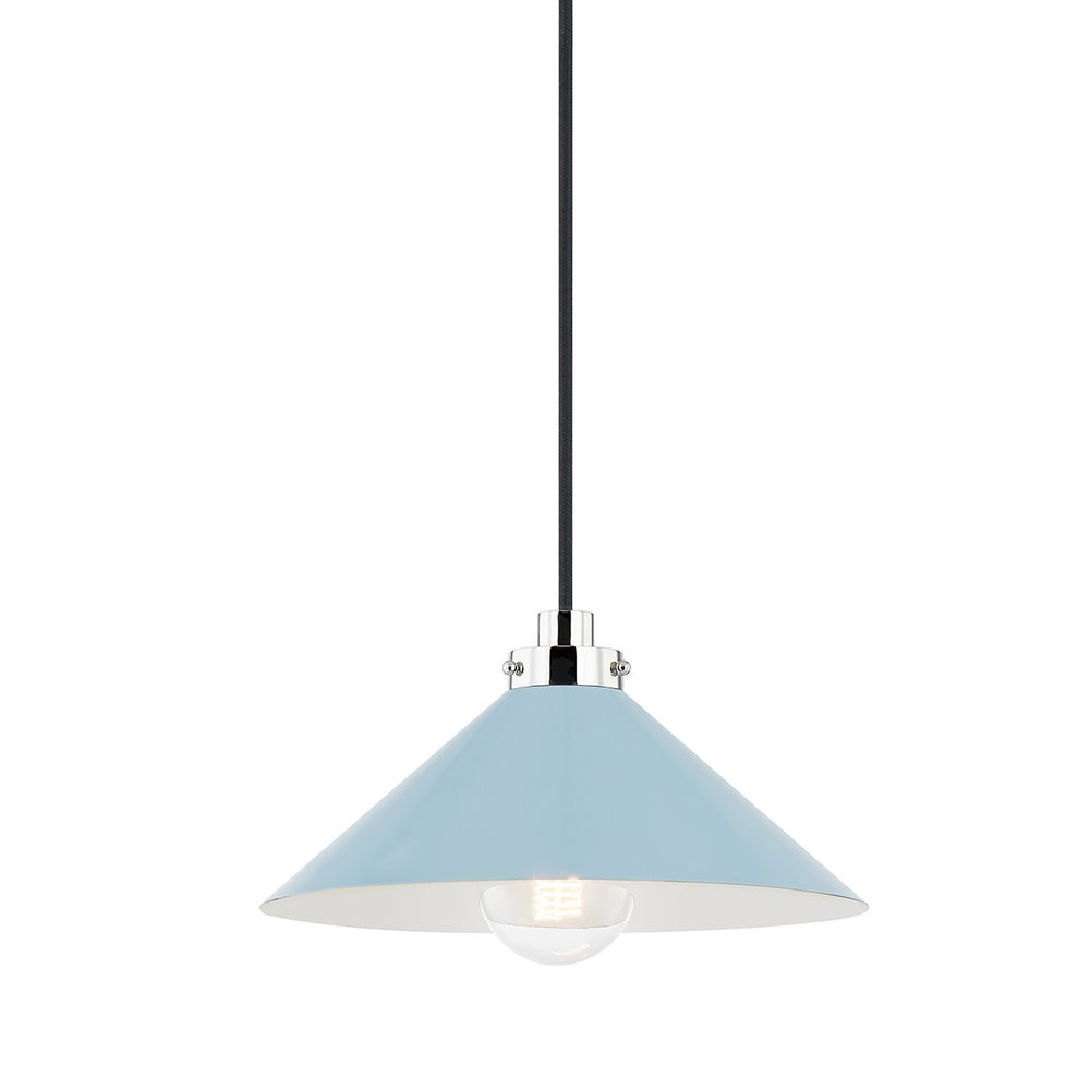 Hudson Valley Canada - One Light Pendant - Clivedon - Polished Nickel/Blue Bird- Union Lighting Luminaires Decor