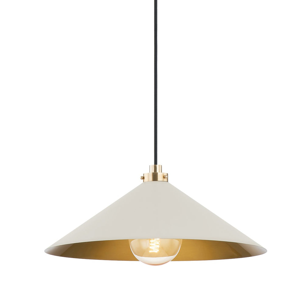 Hudson Valley Canada - One Light Pendant - Clivedon - Aged Brass/Off White- Union Lighting Luminaires Decor