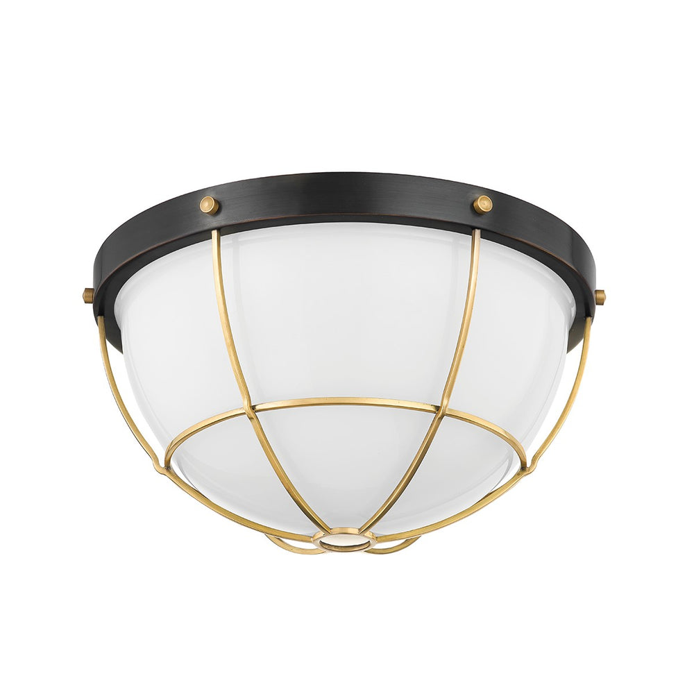 Hudson Valley Canada - Two Light Flush Mount - Holkham - Aged Brass/Distressed Bronze- Union Lighting Luminaires Decor