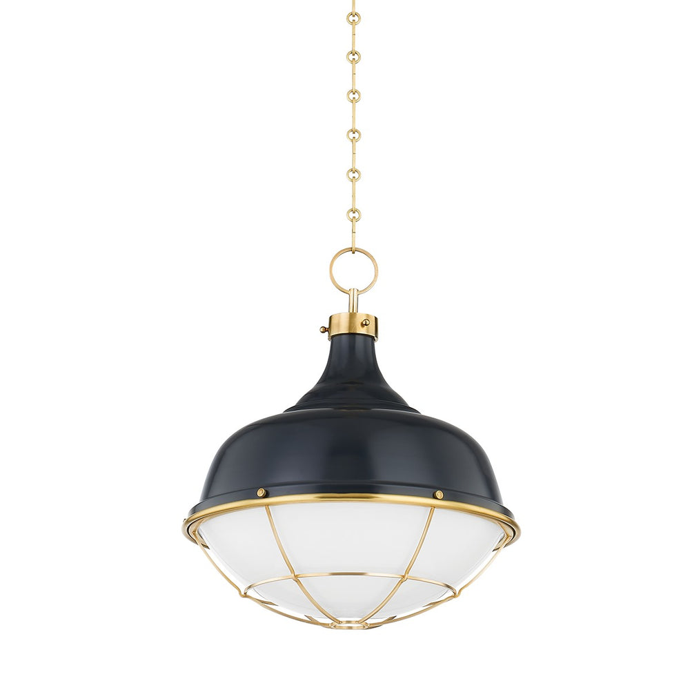 Hudson Valley Canada - One Light Pendant - Holkham - Aged Brass/Darkest Blue- Union Lighting Luminaires Decor