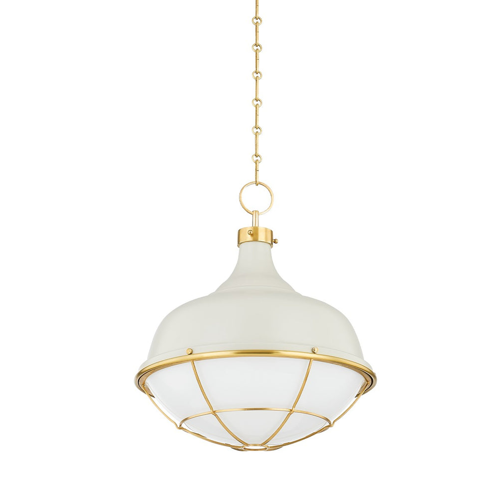 Hudson Valley Canada - One Light Pendant - Holkham - Aged Brass/Off White- Union Lighting Luminaires Decor