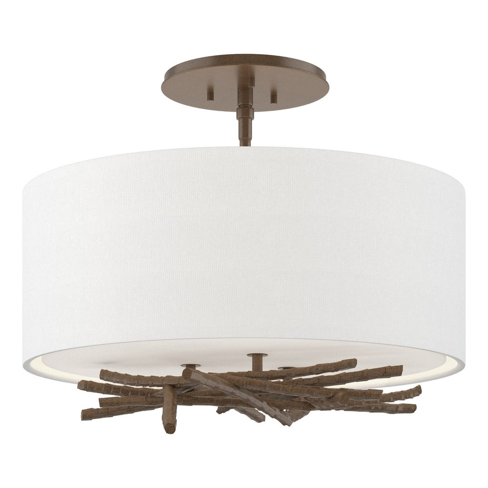 Hubbardton Forge - Three Light Semi-Flush Mount - Brindille - Bronze- Union Lighting Luminaires Decor