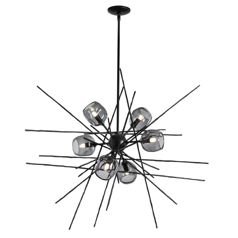 Hubbardton Forge - Six Light Pendant - Griffin - Black- Union Lighting Luminaires Decor