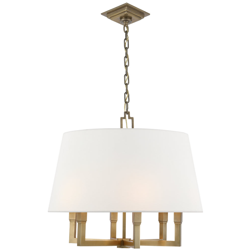 Visual Comfort Signature Canada - Six Light Hanging Lantern - Square Tube - Hand-Rubbed Antique Brass- Union Lighting Luminaires Decor