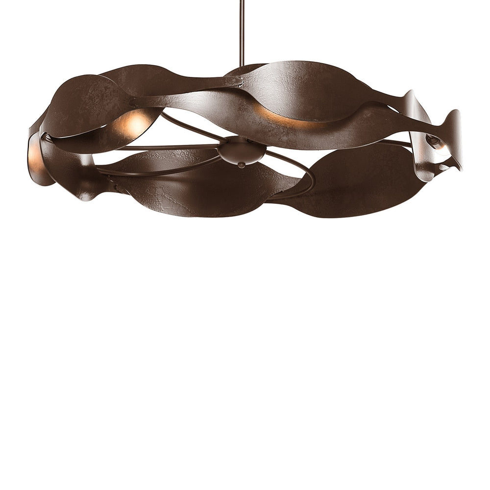 Hubbardton Forge - Six Light Pendant - Waves - Bronze- Union Lighting Luminaires Decor