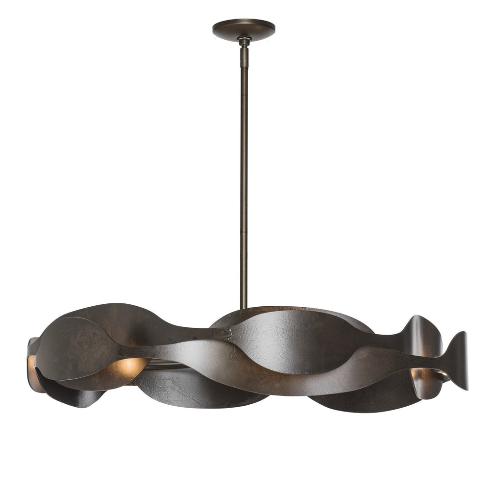 Hubbardton Forge - Six Light Pendant - Waves - Dark Smoke- Union Lighting Luminaires Decor