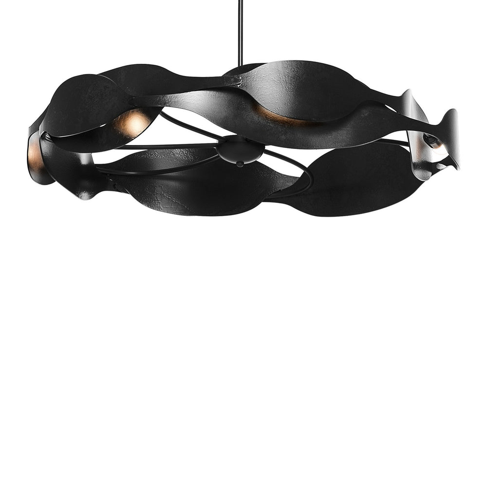 Hubbardton Forge - Six Light Pendant - Waves - Black- Union Lighting Luminaires Decor