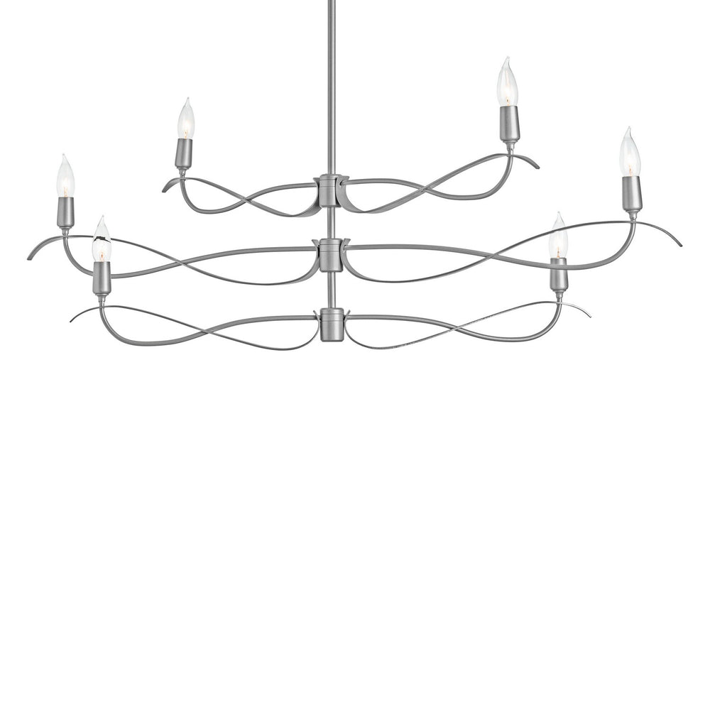 Hubbardton Forge - Six Light Chandelier - Willow - Vintage Platinum- Union Lighting Luminaires Decor