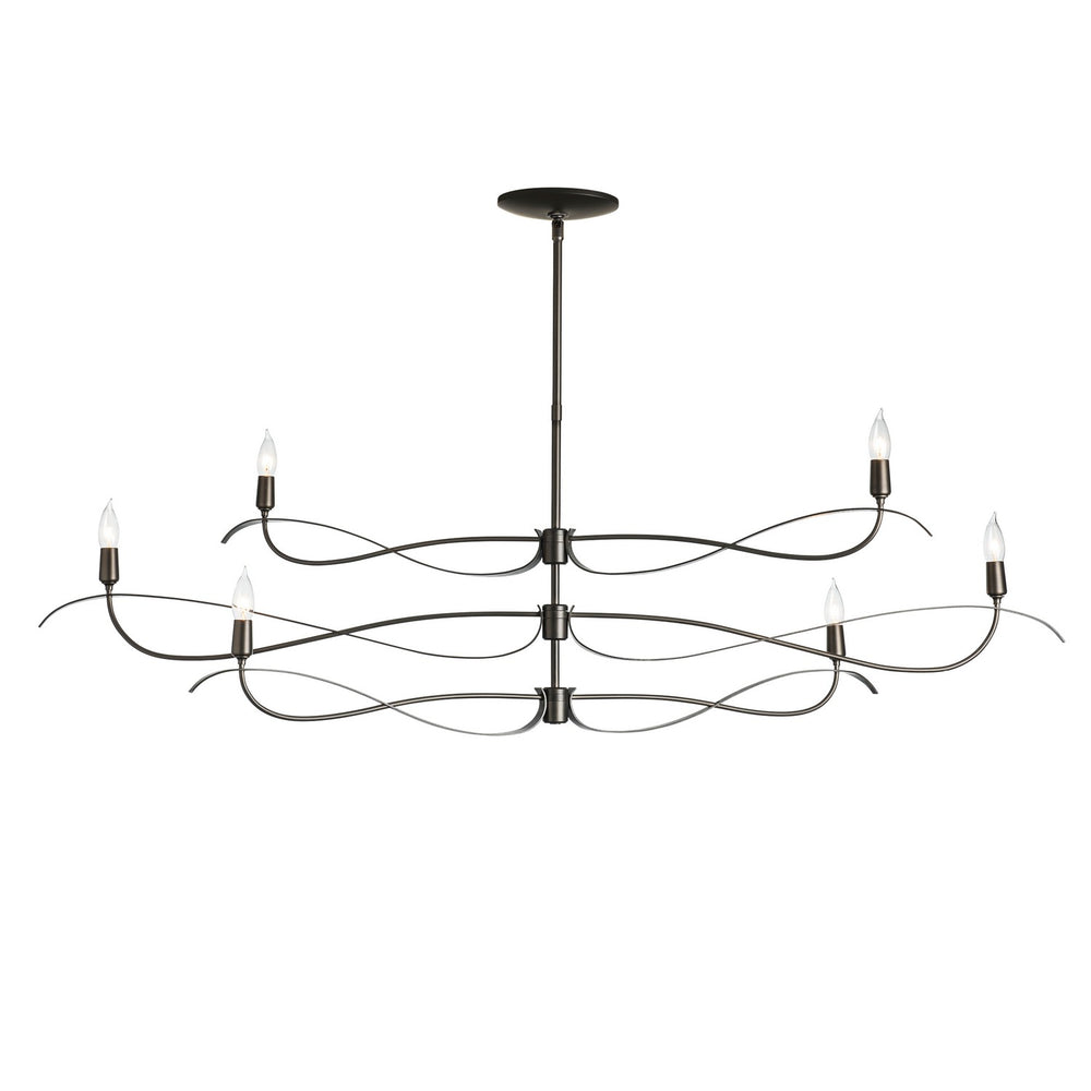 Hubbardton Forge - Six Light Chandelier - Willow - Dark Smoke- Union Lighting Luminaires Decor