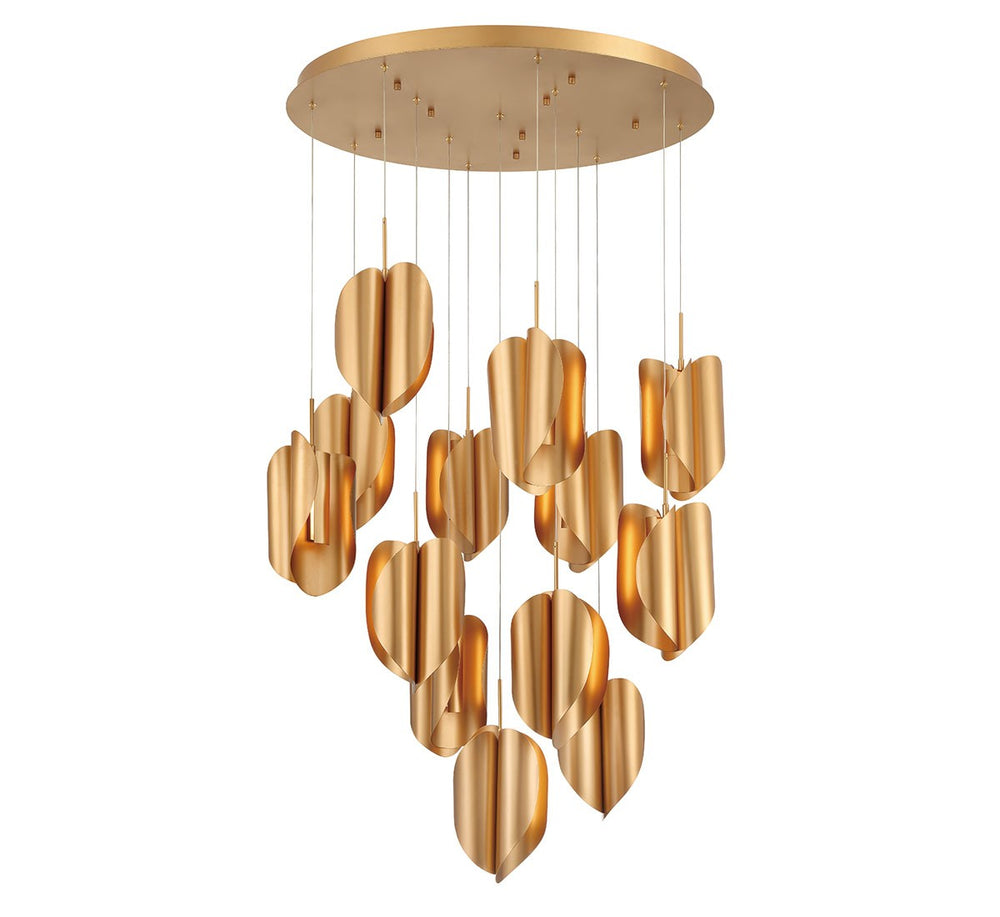 Lib & Co. Canada - LED Chandelier - Portofino - Satin Gold- Union Lighting Luminaires Decor