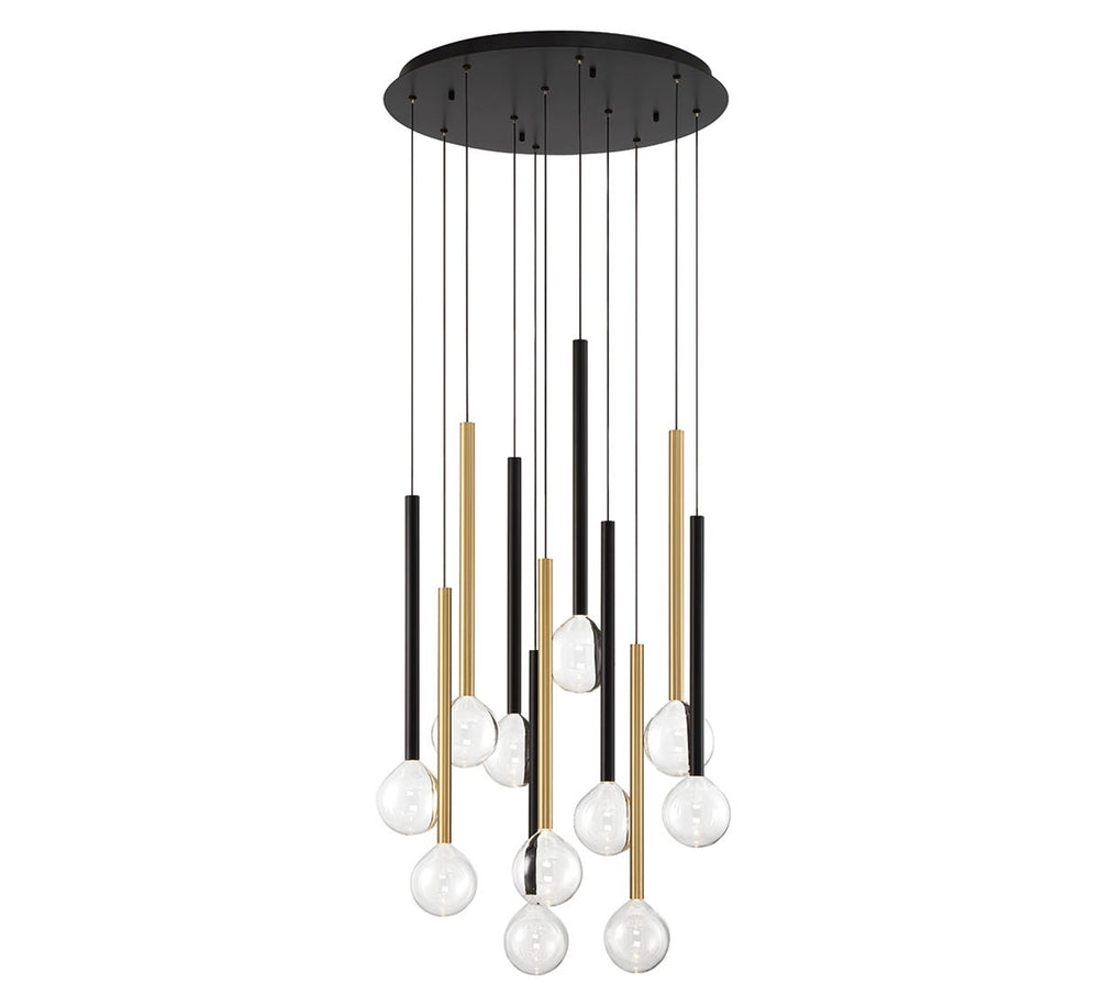 Lib & Co. Canada - LED Chandelier - Positano - Matte Black and Plated Brushed Gold- Union Lighting Luminaires Decor