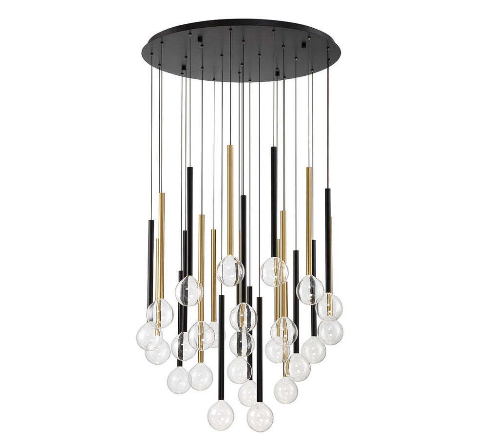 Lib & Co. Canada - LED Chandelier - Positano - Matte Black and Plated Brushed Gold- Union Lighting Luminaires Decor