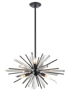 Avenue Lighting - Six Light Chandelier - Palisades Ave. - Black- Union Lighting Luminaires Decor