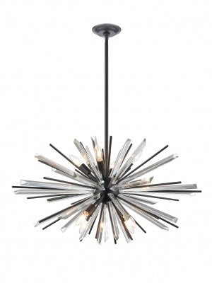 Avenue Lighting - Eight Light Chandelier - Palisades Ave. - Black- Union Lighting Luminaires Decor