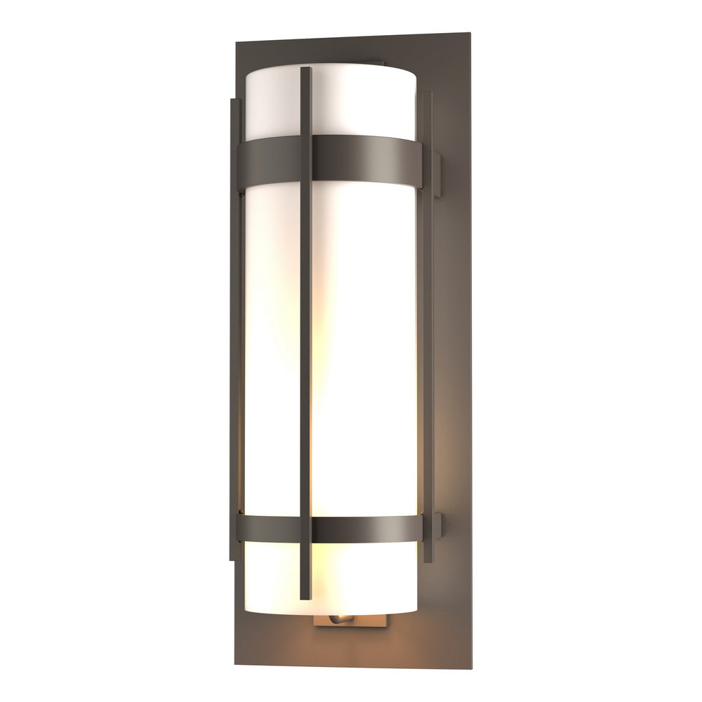 Hubbardton Forge - One Light Outdoor Wall Sconce - Banded - Coastal Dark Smoke- Union Lighting Luminaires Decor