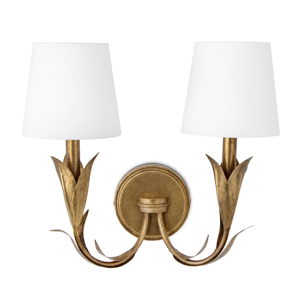 Regina Andrew Canada - Two Light Wall Sconce - River Reed - Antique Gold Leaf- Union Lighting Luminaires Decor