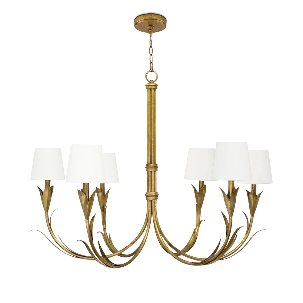 Regina Andrew Canada - Six Light Chandelier - River Reed - Antique Gold Leaf- Union Lighting Luminaires Decor