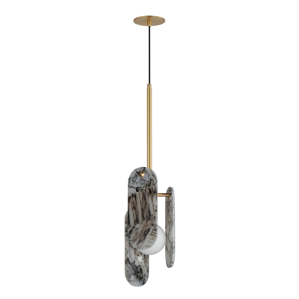 Studio M - LED Pendant - Megalith - Stone - Natural Aged Brass- Union Lighting Luminaires Decor