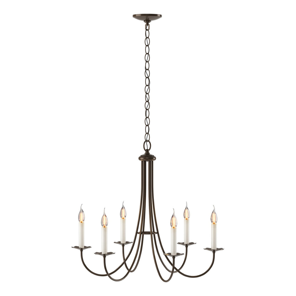 Hubbardton Forge - Six Light Chandelier - Simple Lines - Bronze- Union Lighting Luminaires Decor