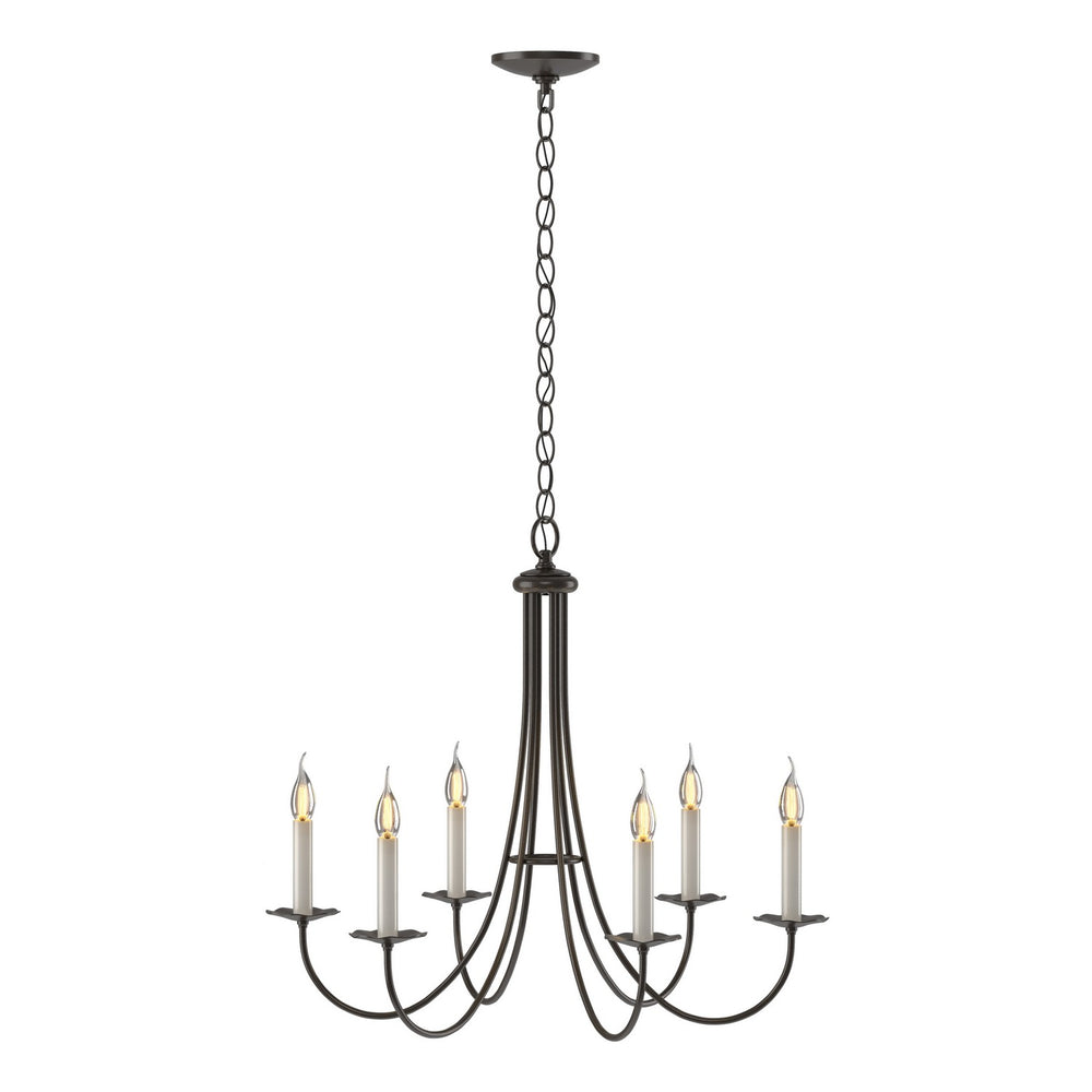 Hubbardton Forge - Six Light Chandelier - Simple Lines - Oil Rubbed Bronze- Union Lighting Luminaires Decor