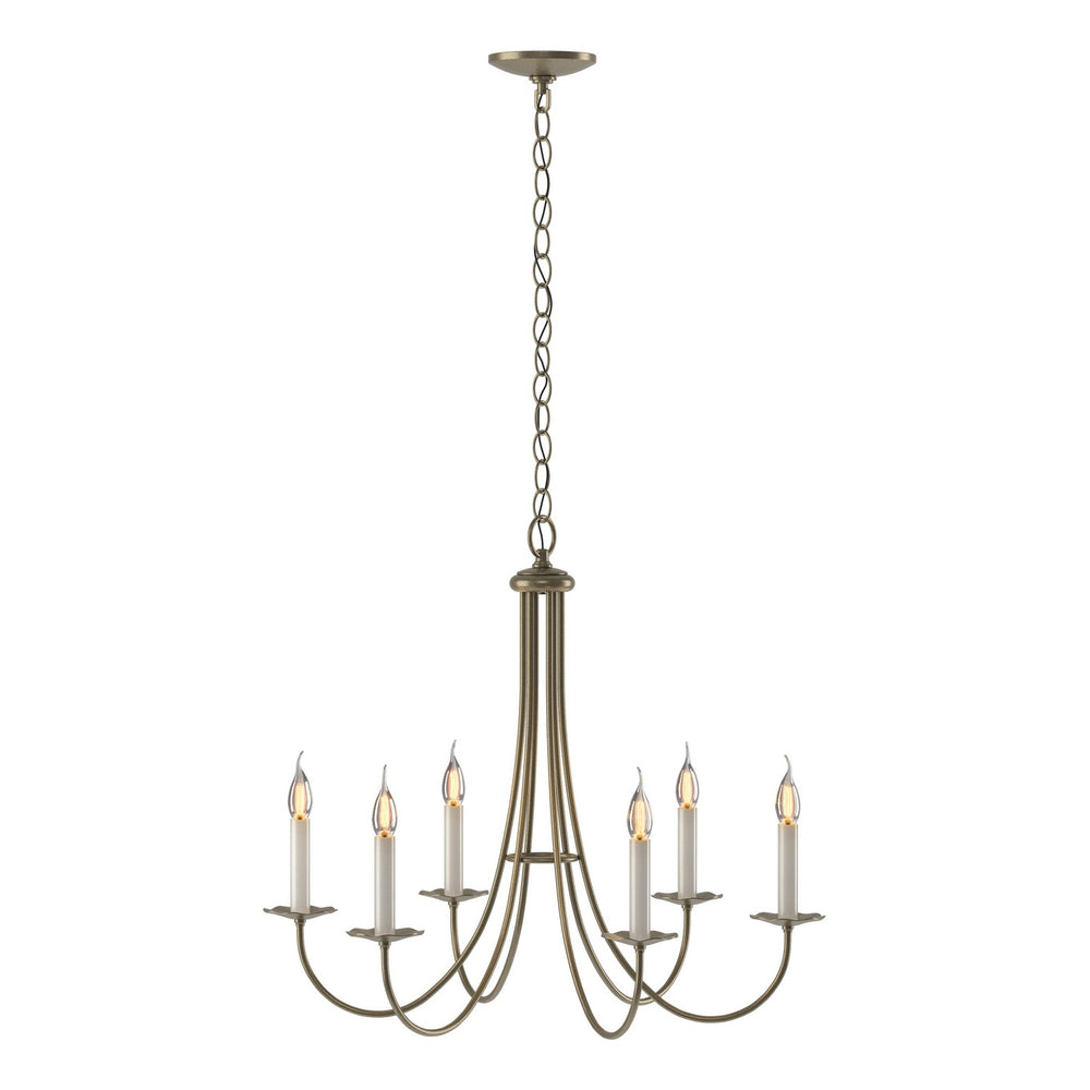 Hubbardton Forge - Six Light Chandelier - Simple Lines - Soft Gold- Union Lighting Luminaires Decor