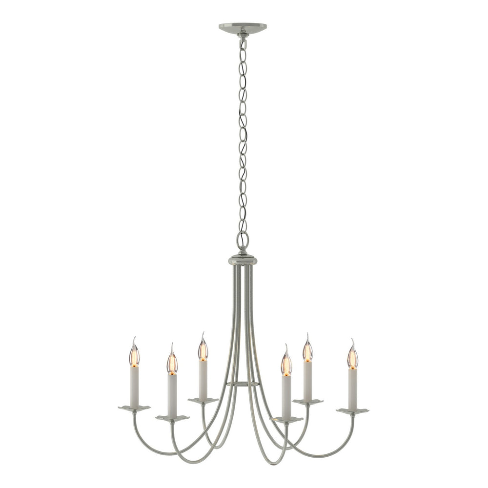 Hubbardton Forge - Six Light Chandelier - Simple Lines - Sterling- Union Lighting Luminaires Decor
