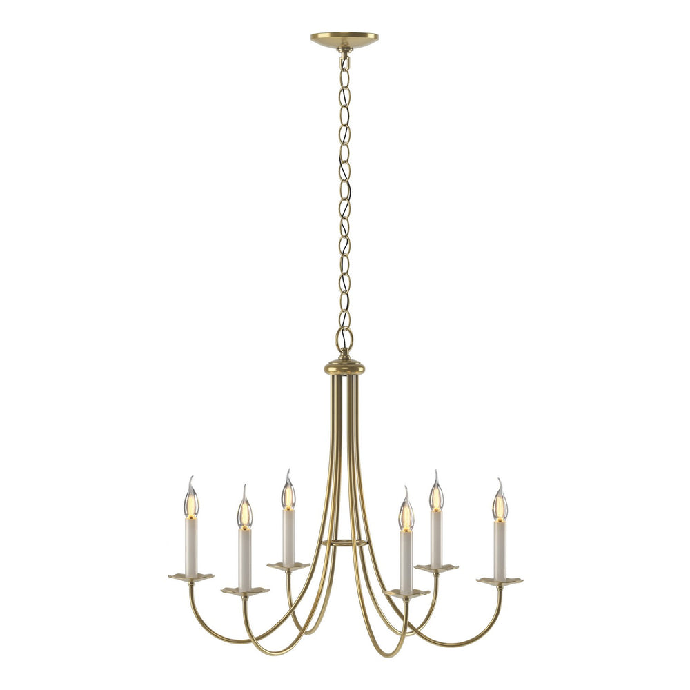 Hubbardton Forge - Six Light Chandelier - Simple Lines - Modern Brass- Union Lighting Luminaires Decor