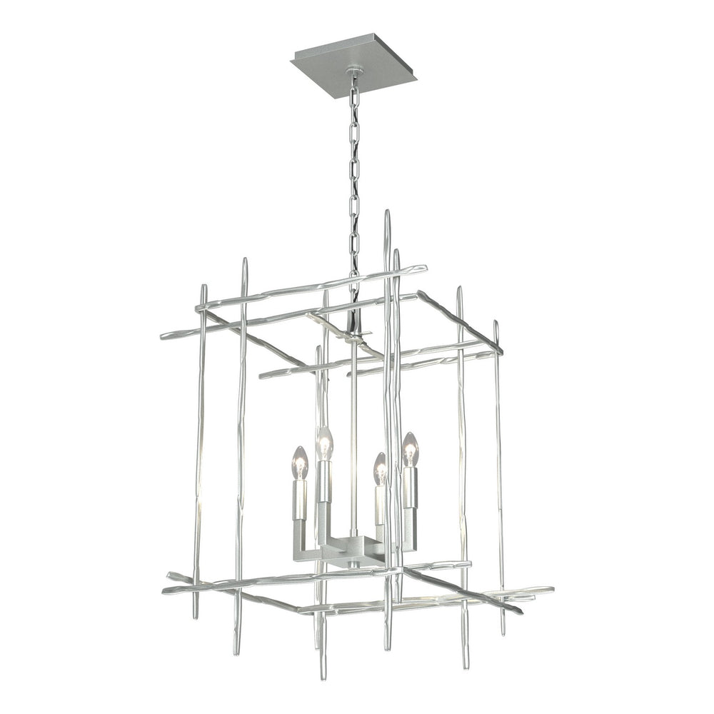 Hubbardton Forge - Four Light Chandelier - Tura - Vintage Platinum- Union Lighting Luminaires Decor