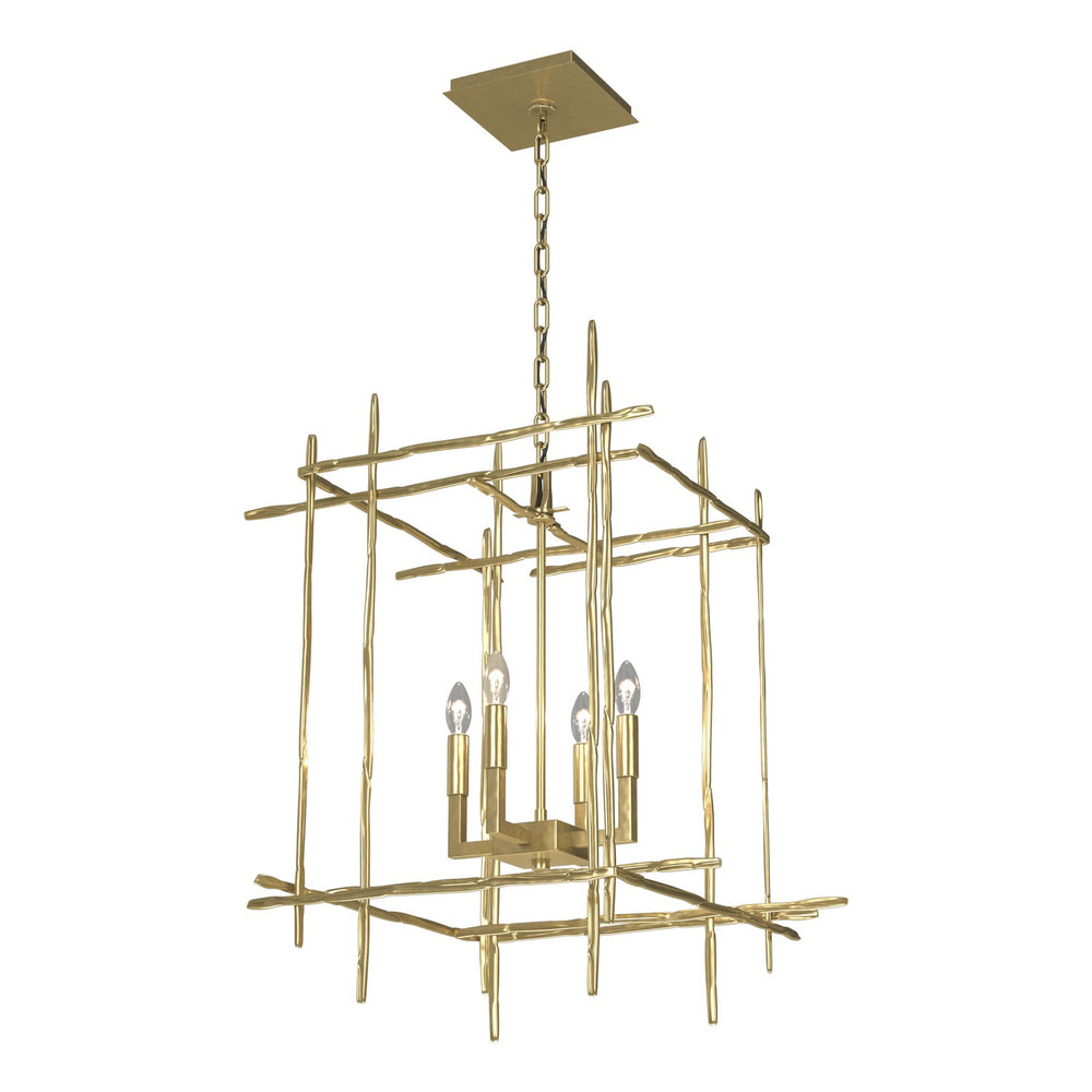 Hubbardton Forge - Four Light Chandelier - Tura - Modern Brass- Union Lighting Luminaires Decor