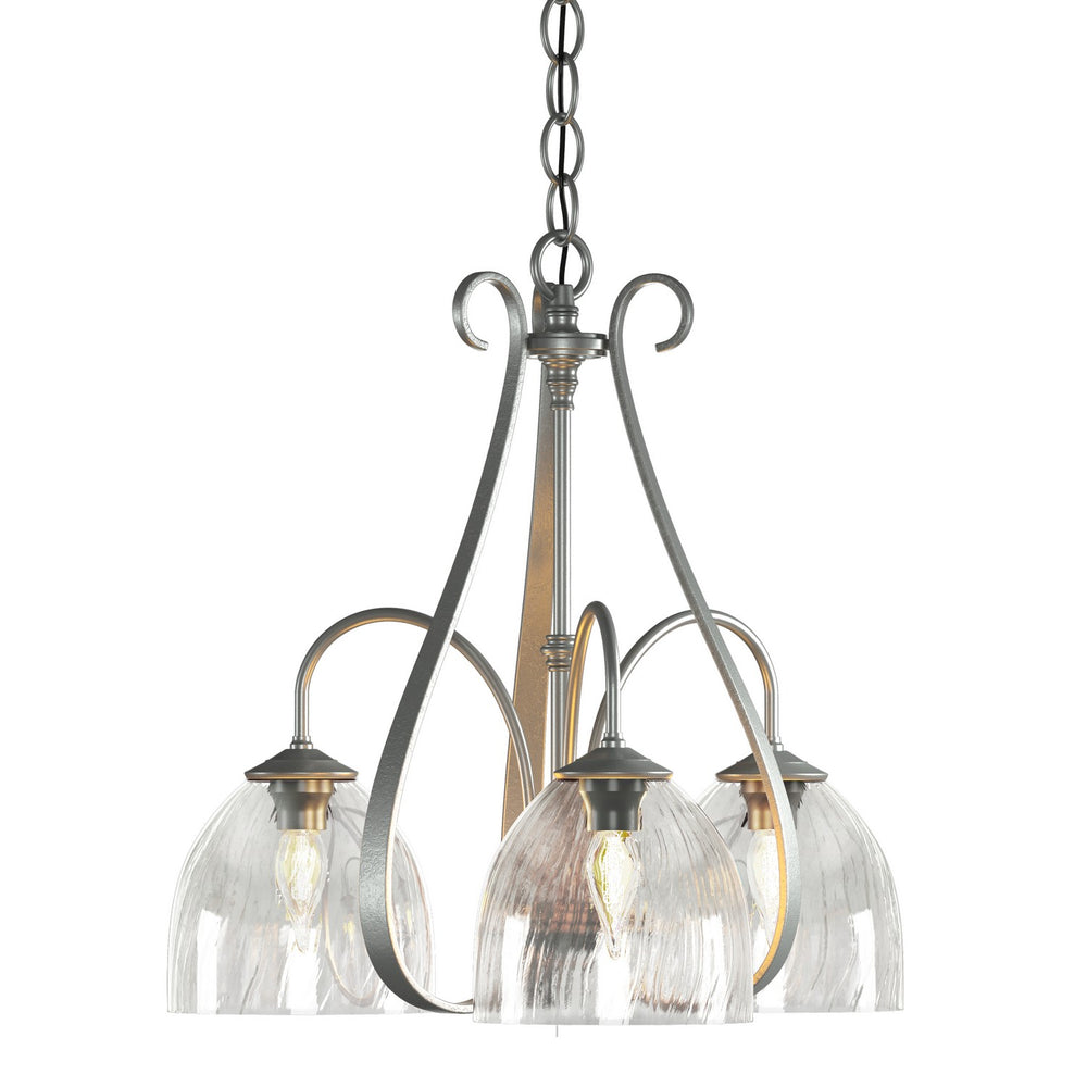Hubbardton Forge - Three Light Chandelier - Sweeping Taper - Vintage Platinum- Union Lighting Luminaires Decor