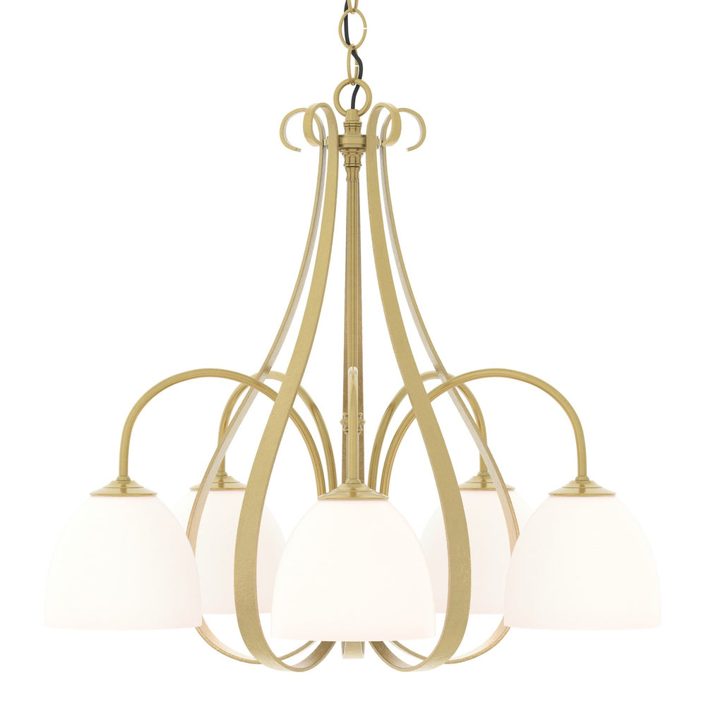 Hubbardton Forge - Five Light Chandelier - Sweeping Taper - Modern Brass- Union Lighting Luminaires Decor