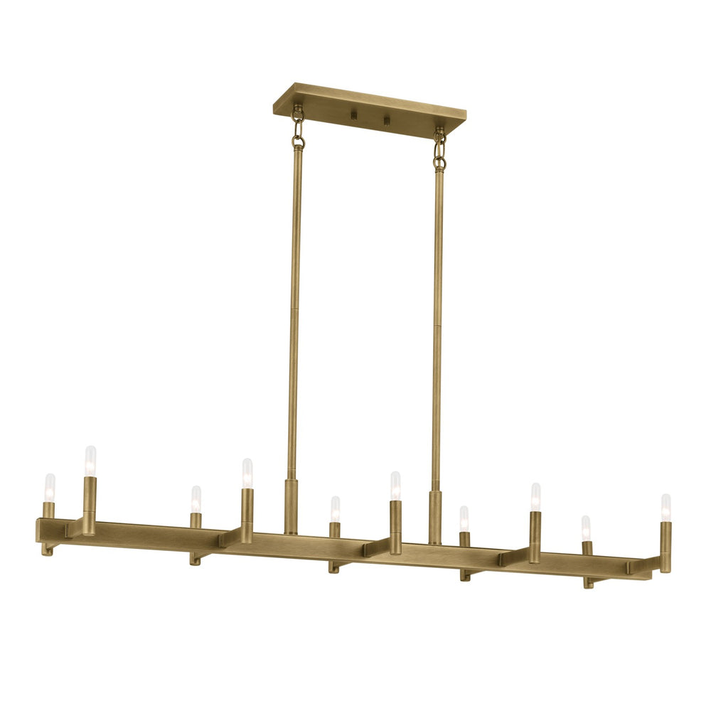 Kichler Canada - Ten Light Linear Chandelier - Erzo - Natural Brass- Union Lighting Luminaires Decor