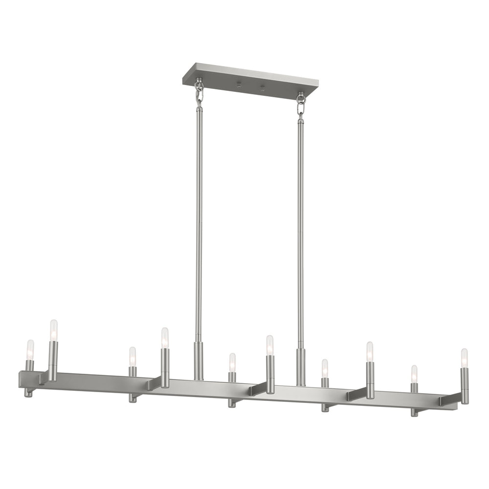 Kichler Canada - Ten Light Linear Chandelier - Erzo - Satin Nickel- Union Lighting Luminaires Decor