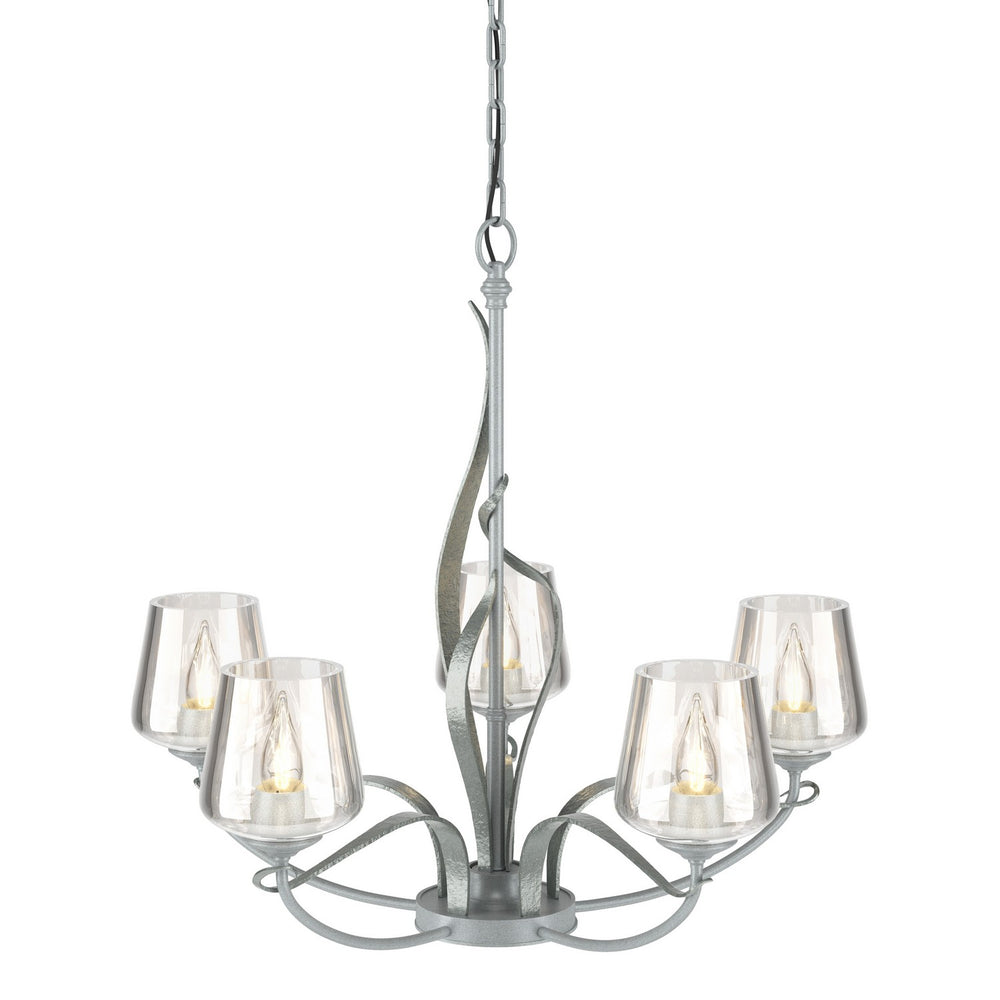 Hubbardton Forge - Five Light Chandelier - Flora - Vintage Platinum- Union Lighting Luminaires Decor