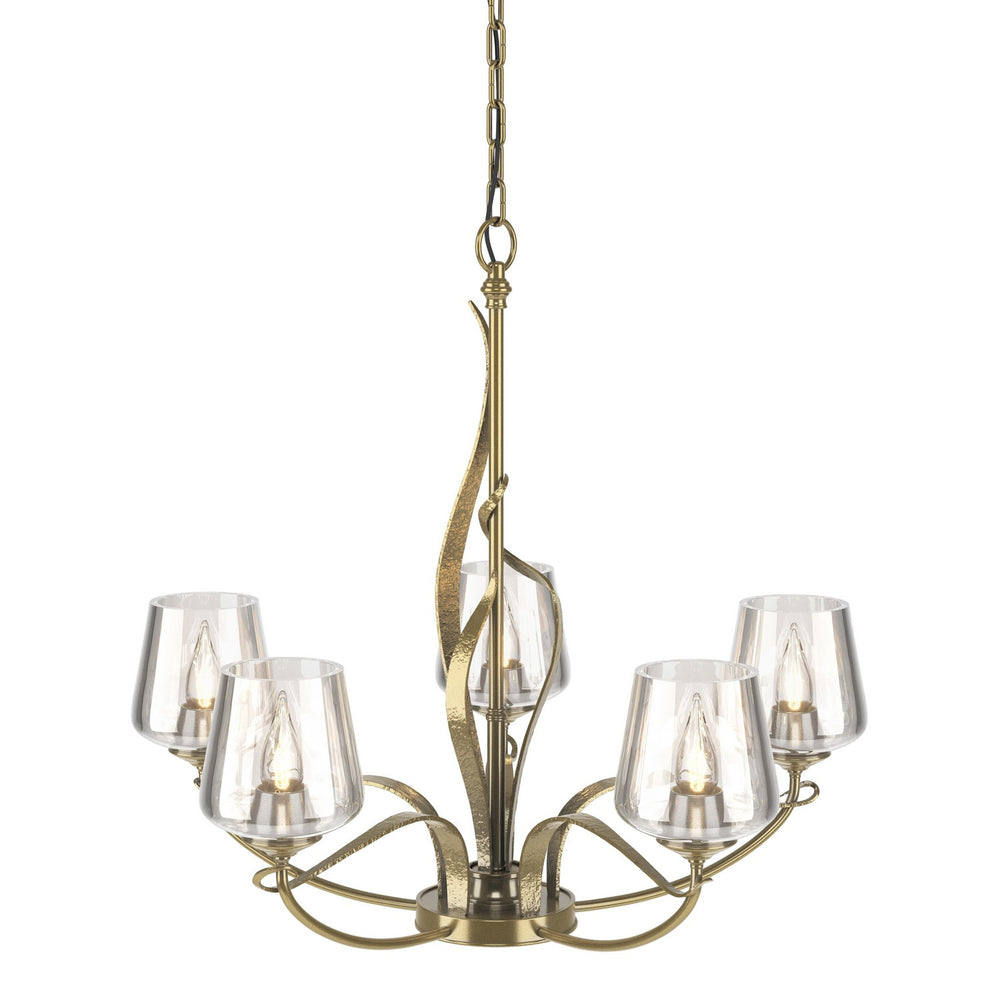 Hubbardton Forge - Five Light Chandelier - Flora - Modern Brass- Union Lighting Luminaires Decor