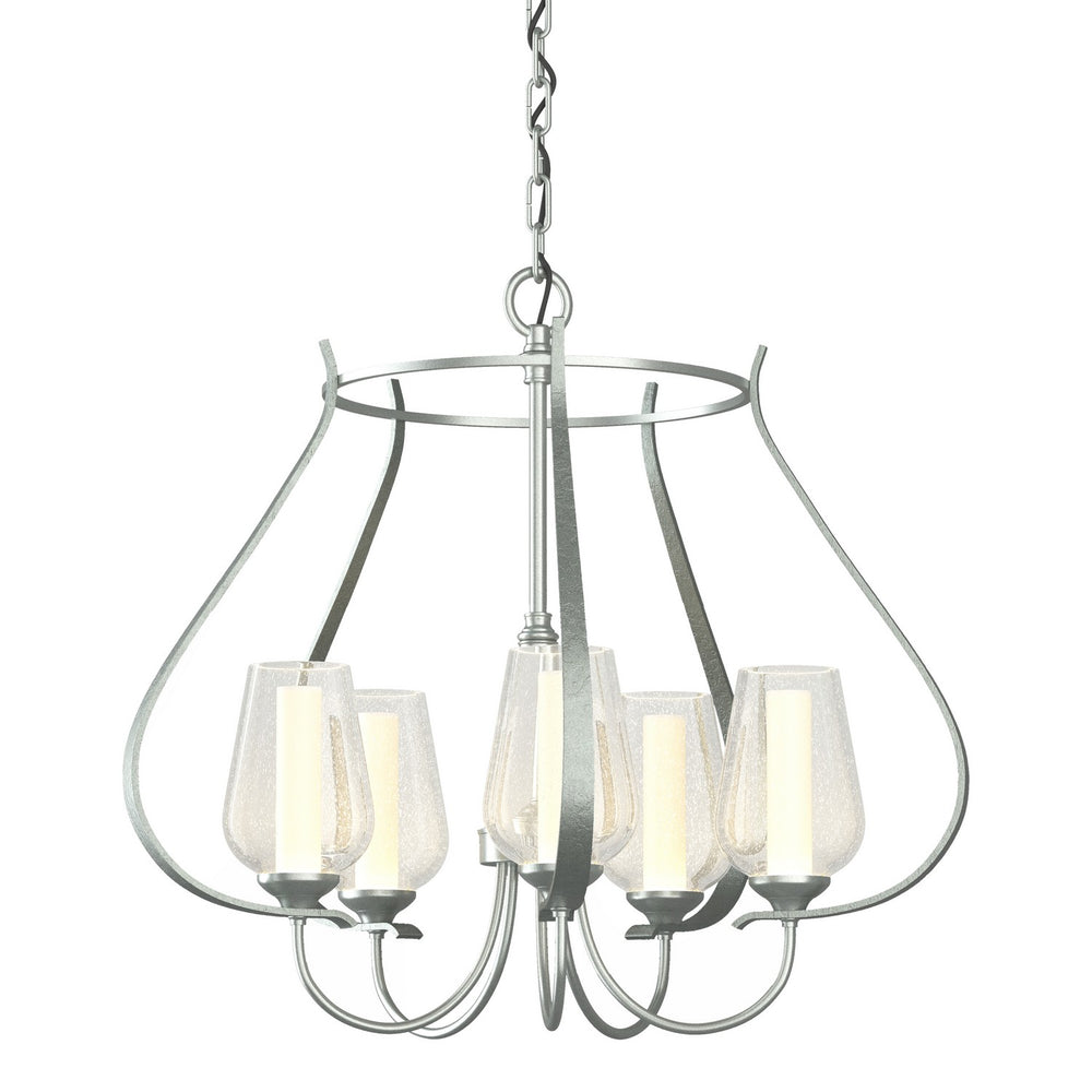 Hubbardton Forge - Five Light Chandelier - Flora - Vintage Platinum- Union Lighting Luminaires Decor