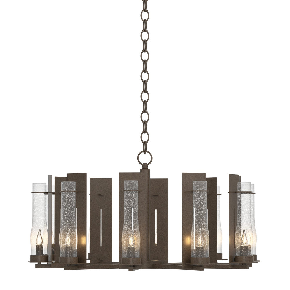 Hubbardton Forge - Ten Light Chandelier - New Town - Bronze- Union Lighting Luminaires Decor
