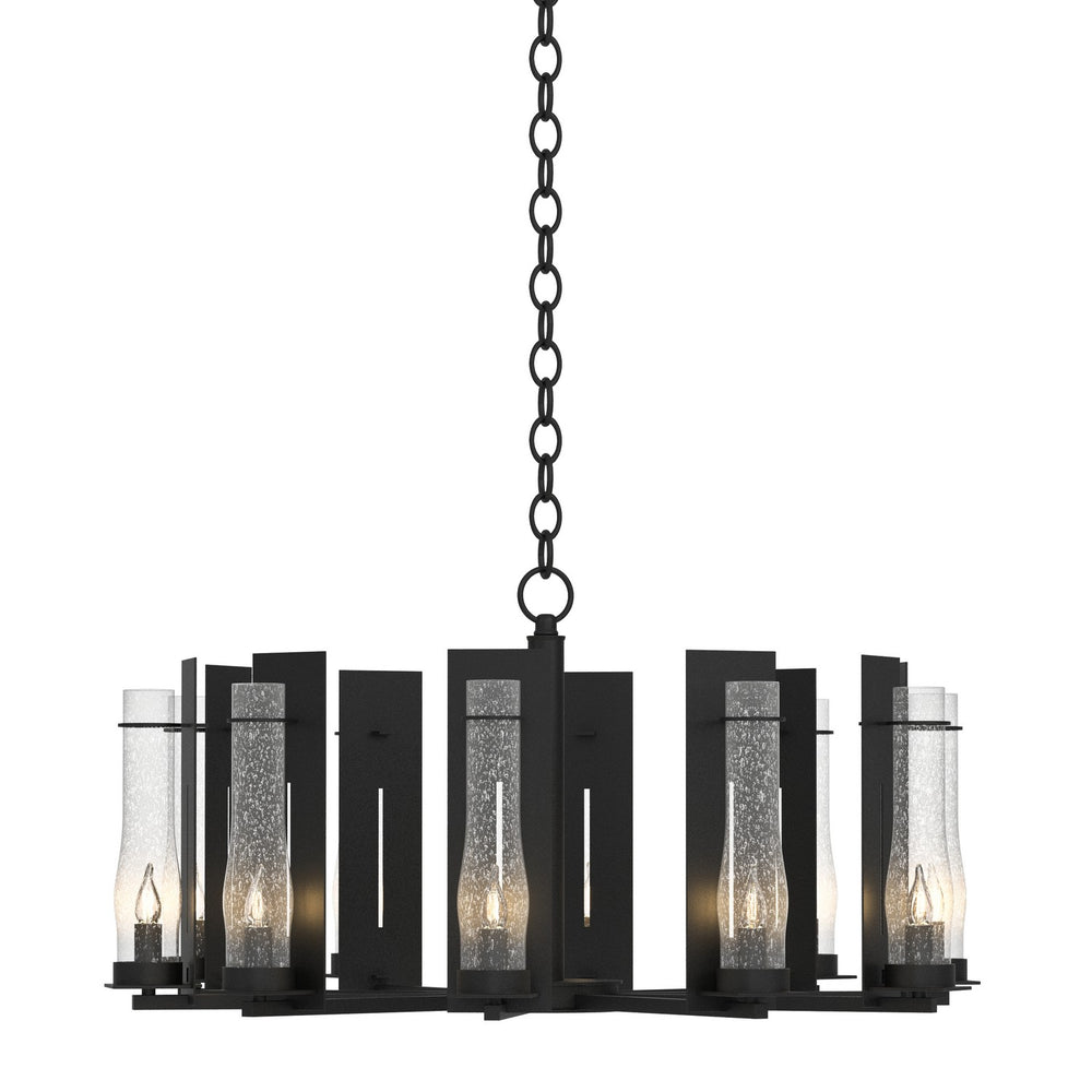 Hubbardton Forge - Ten Light Chandelier - New Town - Black- Union Lighting Luminaires Decor